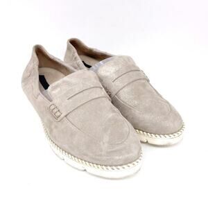 Paul Green Women's Taupe Glittery Sally Penny Suede Loafers‎ Size UK 4.5/ US 7